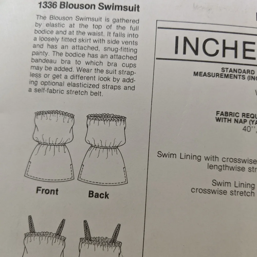 Vintage 1981 Stretch & Sew Patterns #1336 blouson swimsuit, Romper style